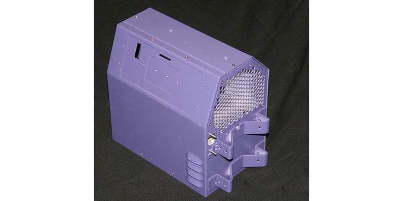 Purple birdhouse sheet metal enclosure